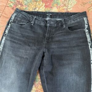 Dear John Joy Rich Comfort Skinny Black Jeans Python Stripe Size 31